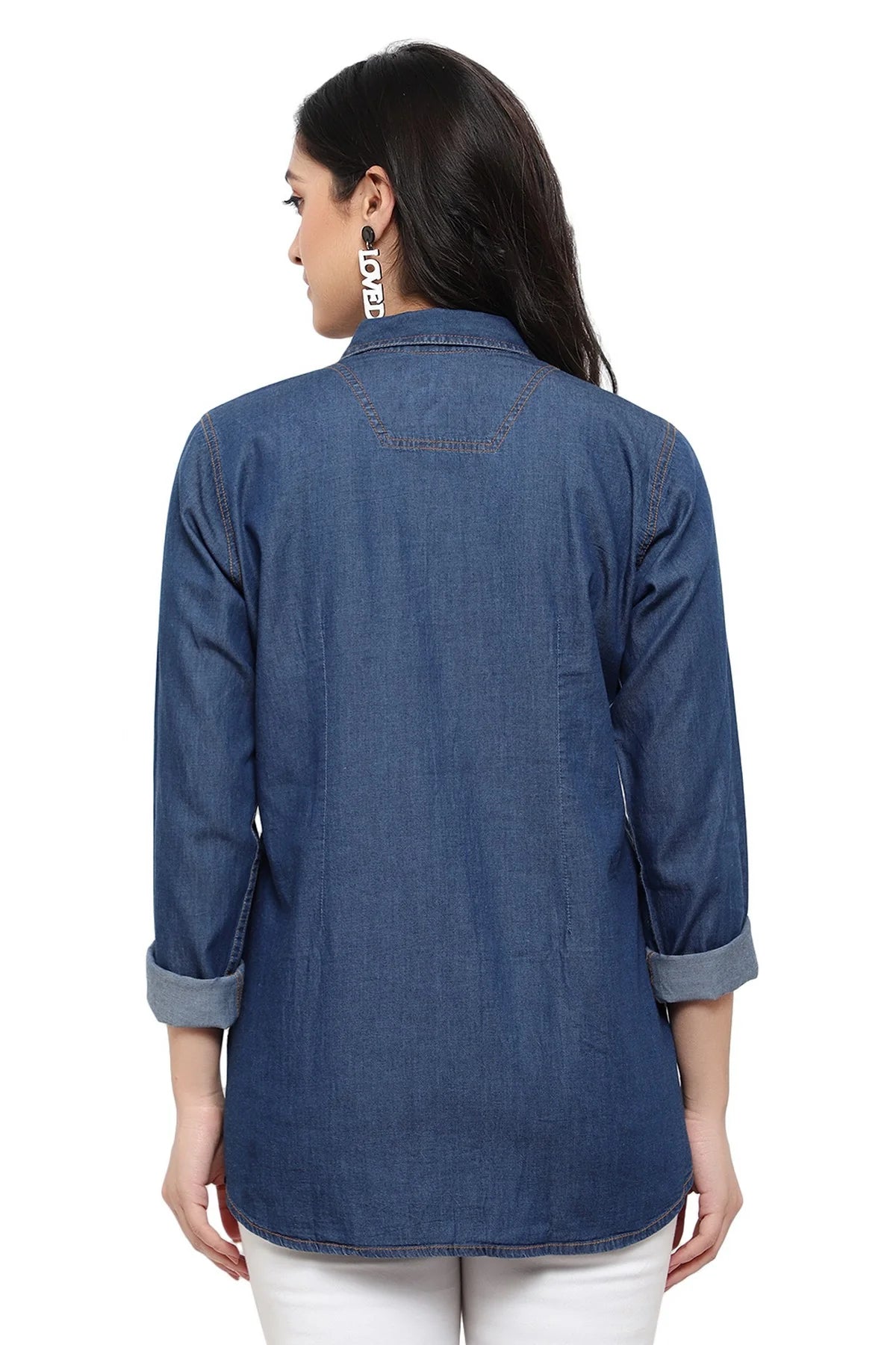 Brezza Fashion -  Nice-looking Blue Smart Regular Fit Solid Casual Denim Shirt for women
