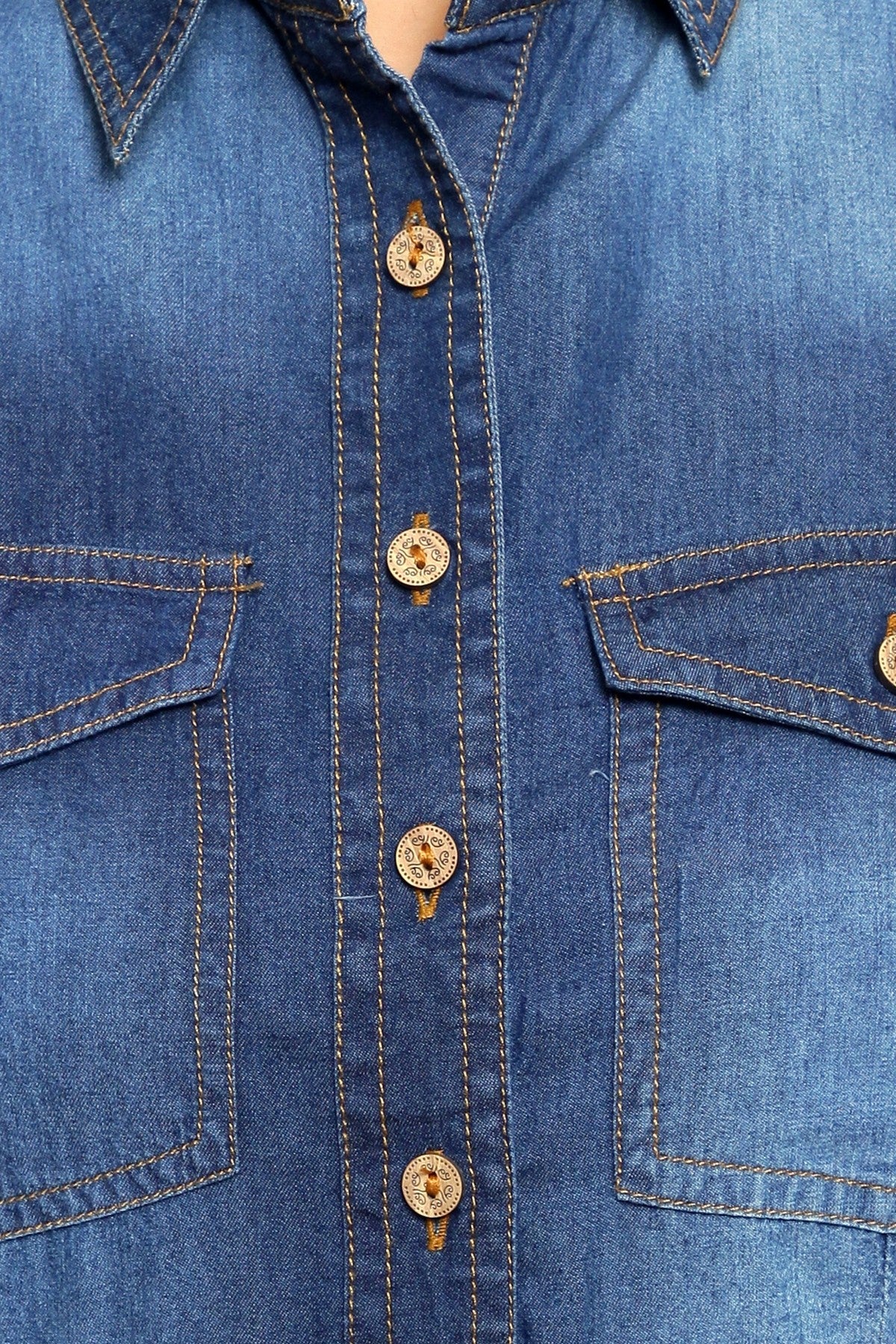 Brezza Fashion - stunning Women Blue Solid Fit and Flare denim party wear Dress frock