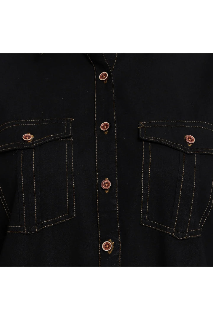 Brezza Fashion - Nice-looking Black Smart Regular Fit Solid Casual Denim Shirt for women