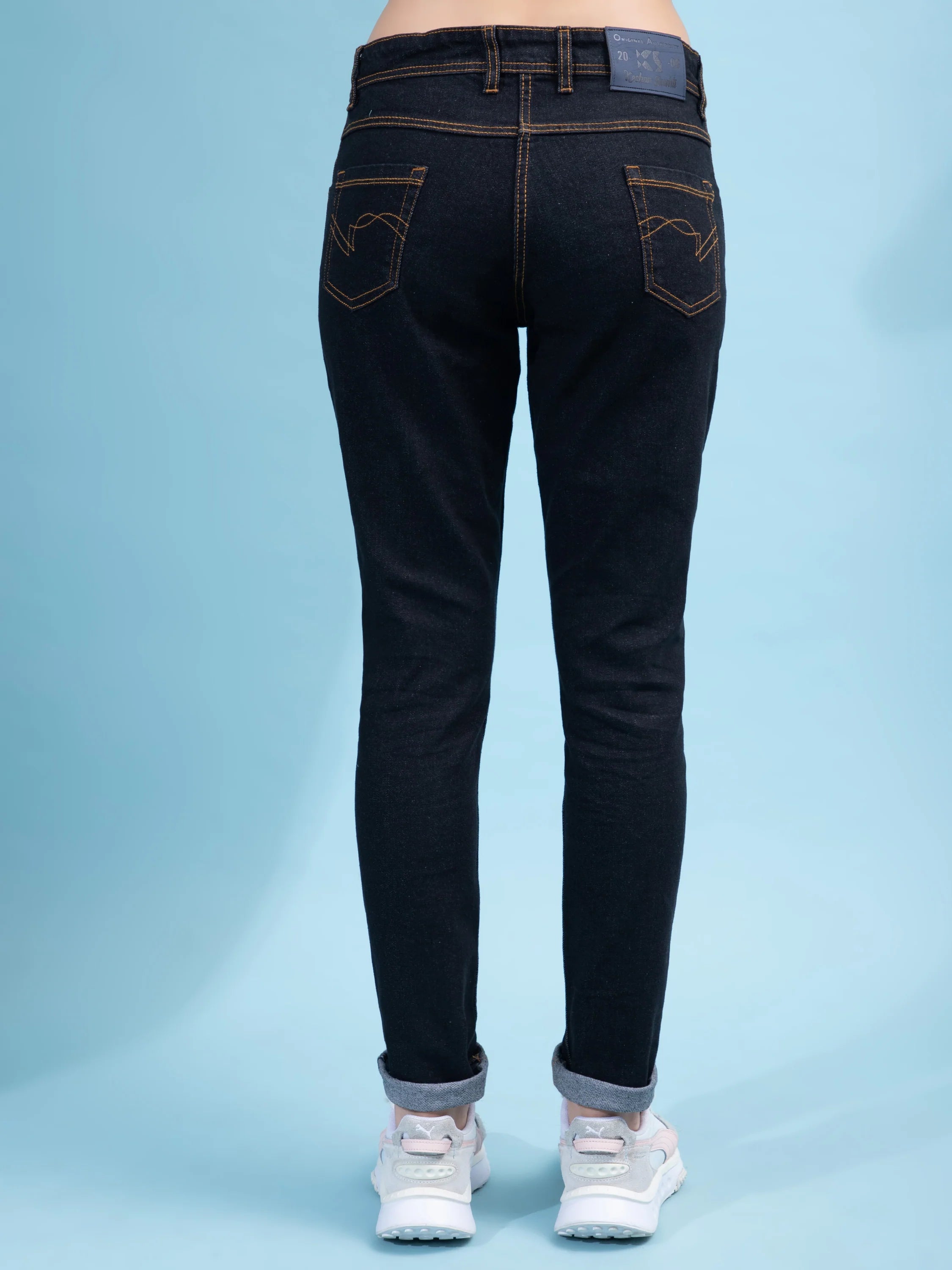 Brezza Fashion -  Distressed Skinny Ripped Denim Jeans for Women, Black