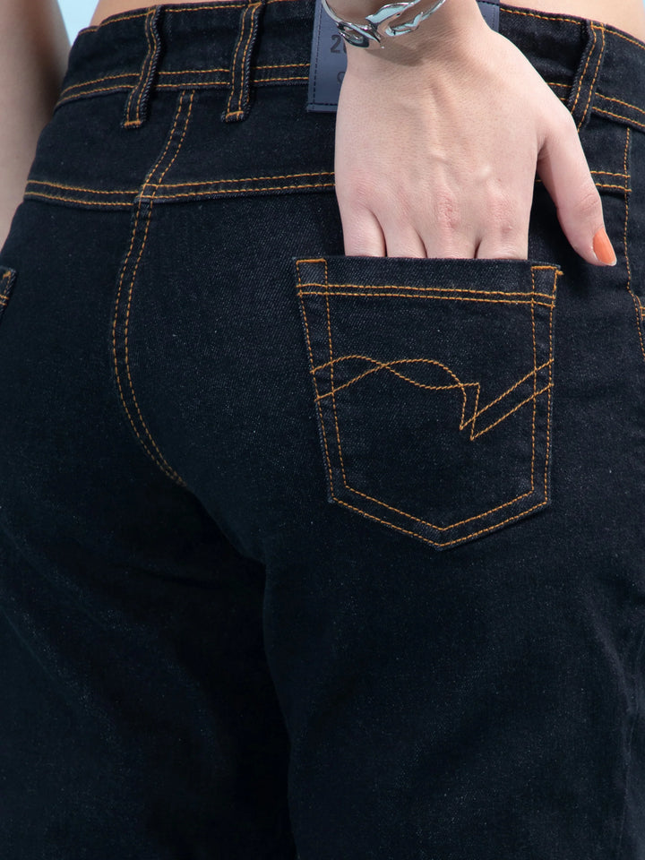 Brezza Fashion -  Distressed Skinny Ripped Denim Jeans for Women, Black