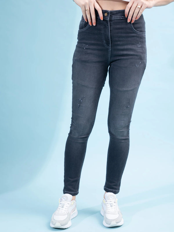 Brezza Fashion -  Dark Grey Women's Mid Rise Skinny Jeans